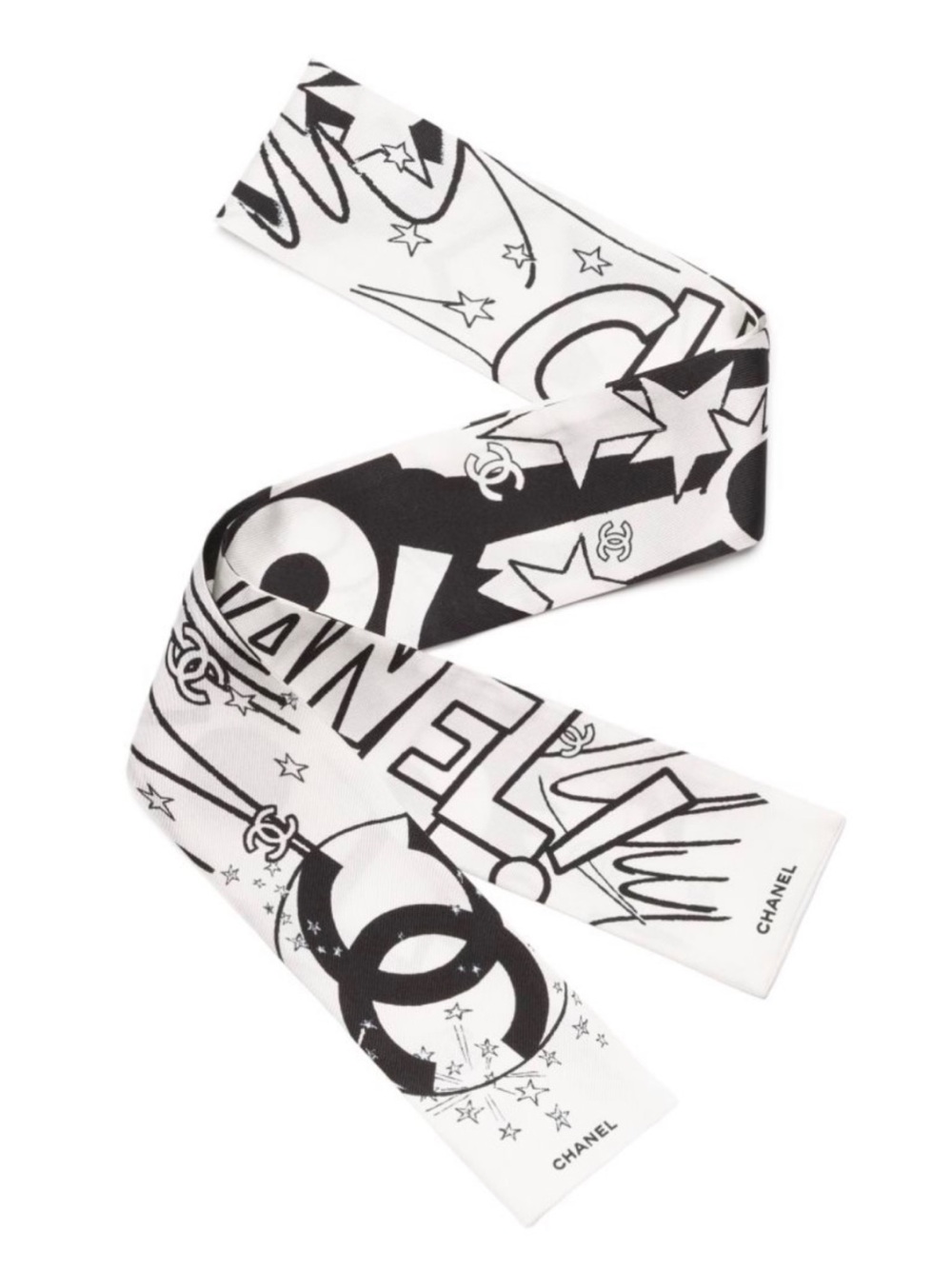 Chanel Superman black and white slim scarf bandeau 26A